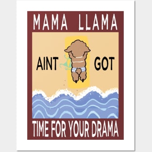 funny llama no time for drama Posters and Art